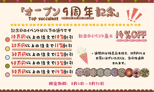 「オープン9周年記念」開催中！